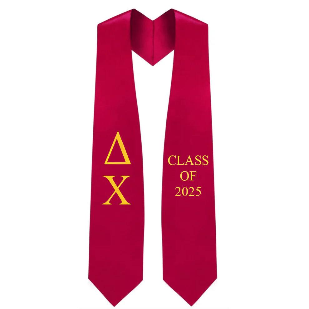 Delta Chi Greek Lettered Stole w/ Year - Graduation Gown and Cap