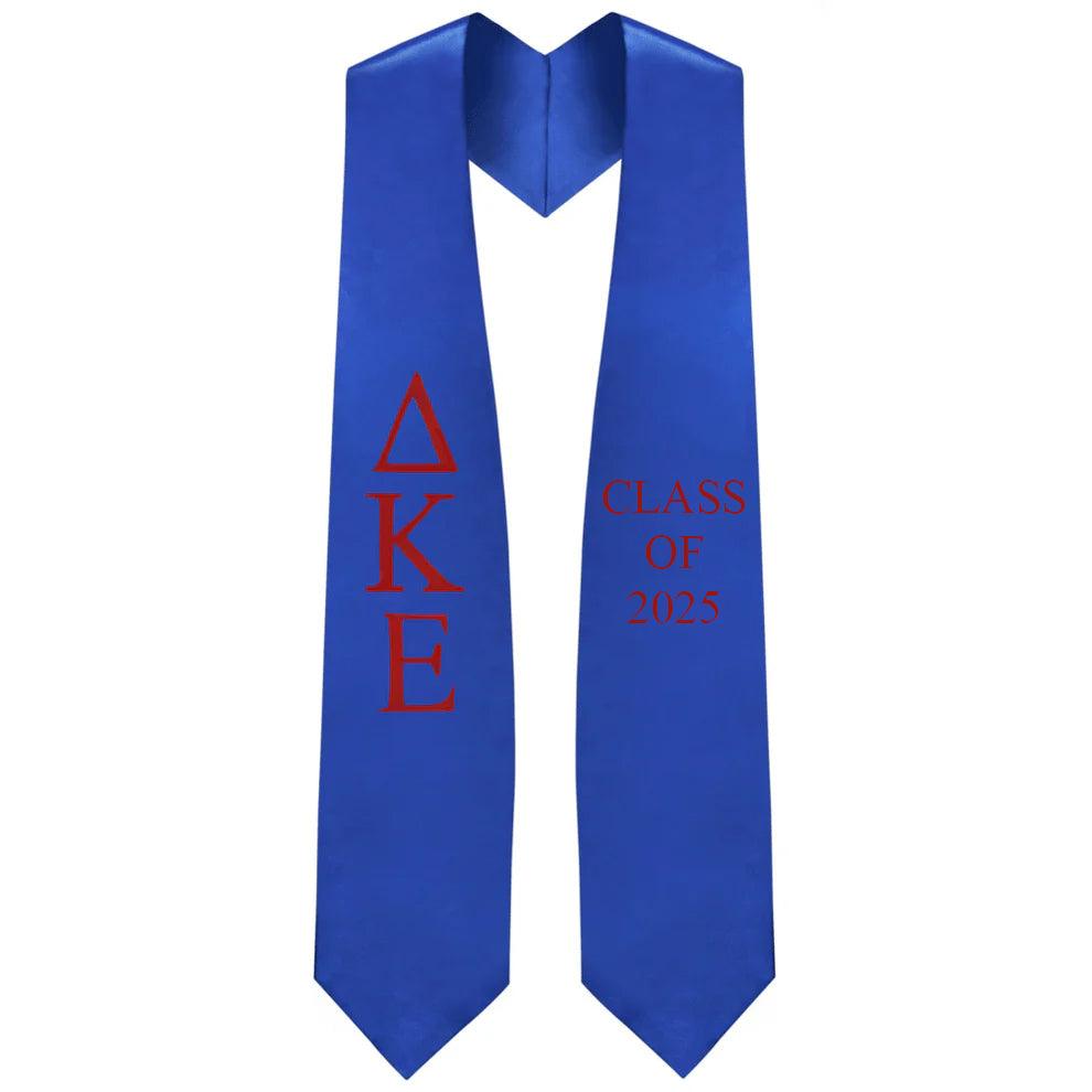 Delta Kappa Epsilon Lettered Stole w/ Year - Graduation Gown and Cap