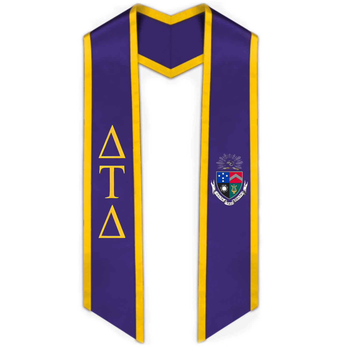 Delta Tau Delta Trimmed Greek Lettered Graduation Stole W/ Crest - Graduation Gown and Cap