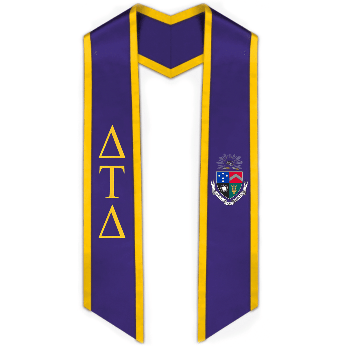 Delta Tau Delta Trimmed Greek Lettered Graduation Stole W/ Crest - Graduation Gown and Cap