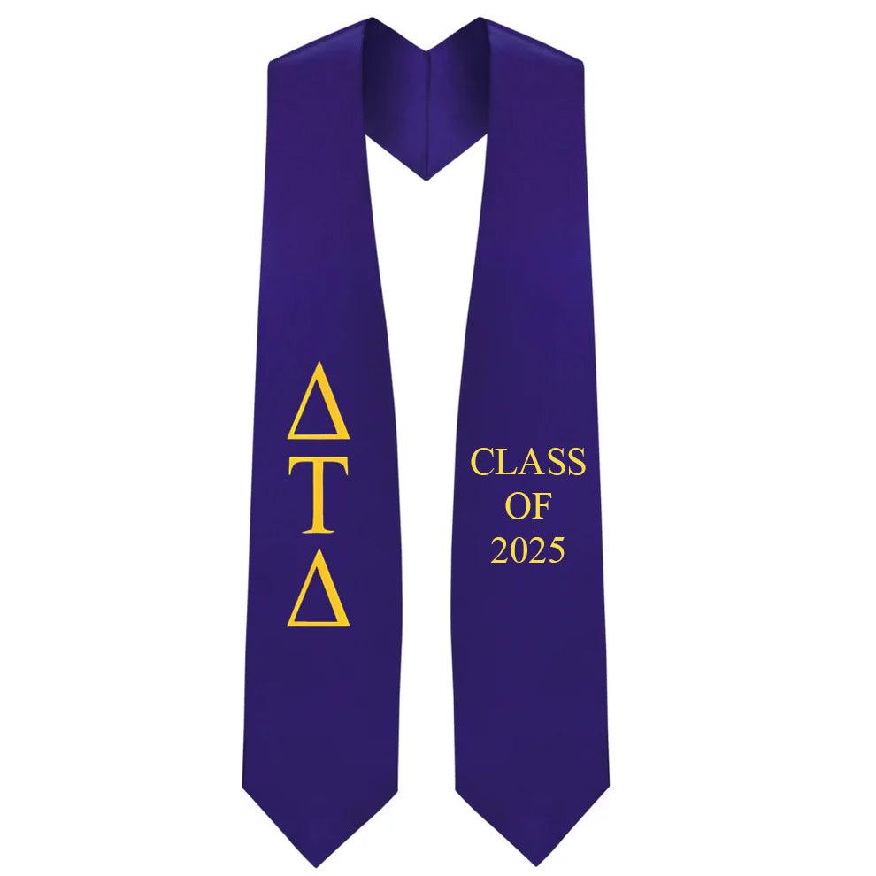 Delta Tau Delta Greek Lettered Stole W/ Year - Graduation Gown and Cap