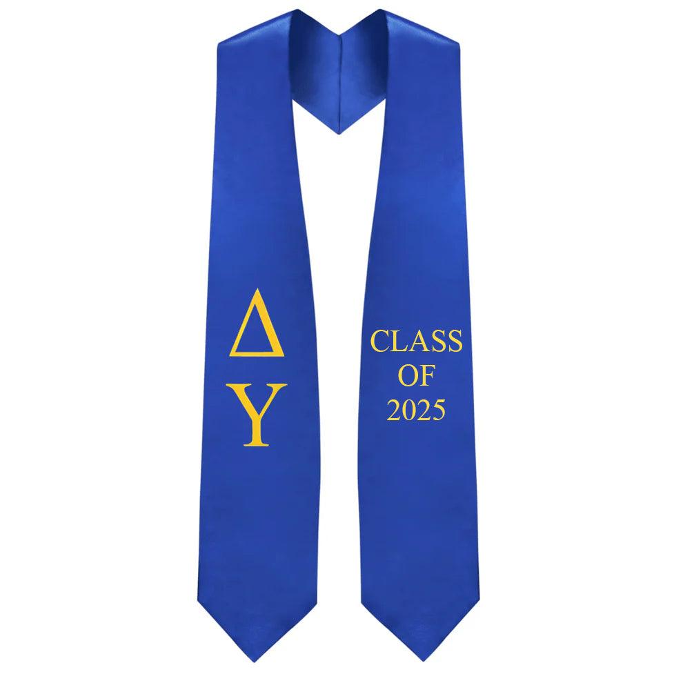 Delta Upsilon Greek Lettered Stole w/ Year - Graduation Gown and Cap