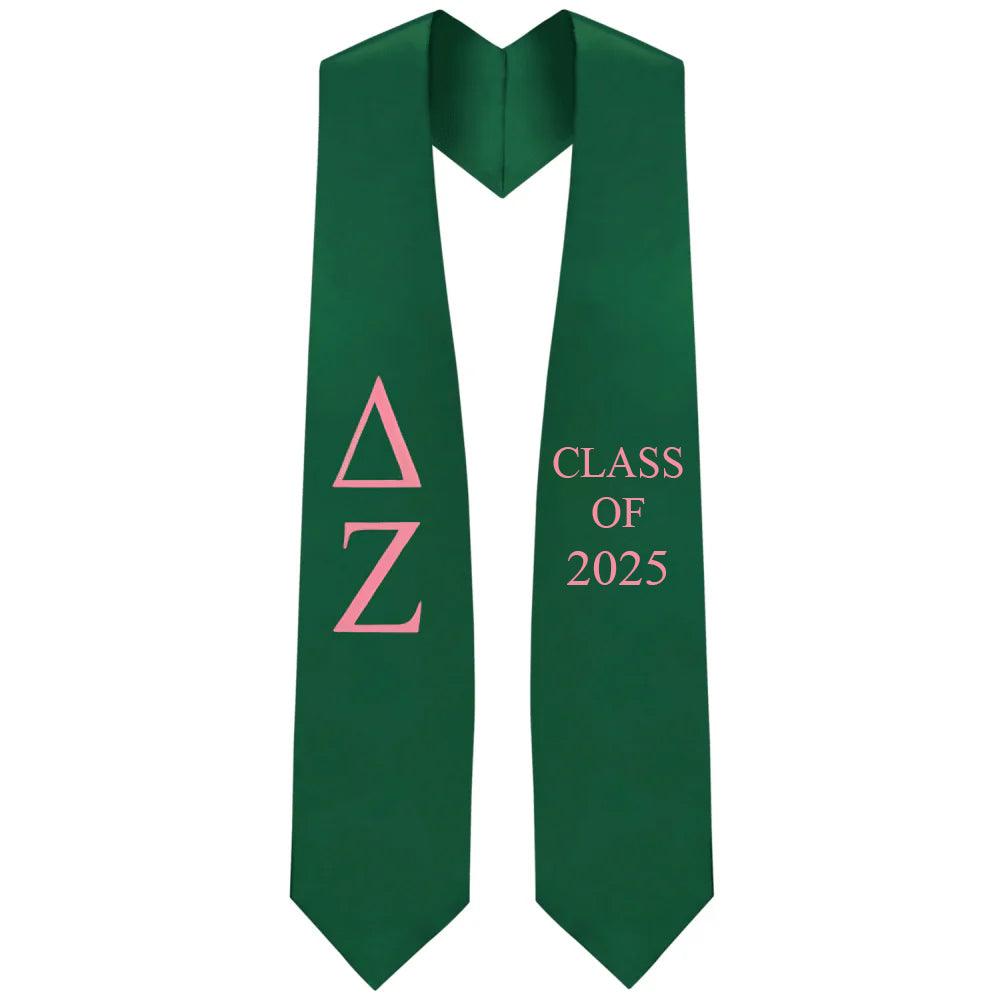 Delta Zeta Greek Lettered Stole w/ Year - Graduation Gown and Cap
