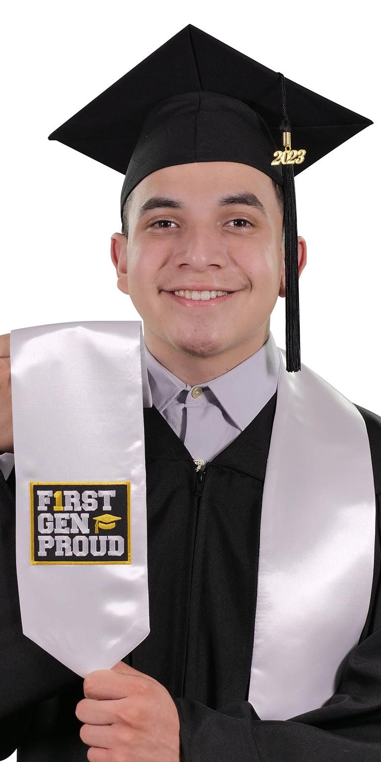 White First Gen Proud Graduation Stole - Graduation Gown and Cap