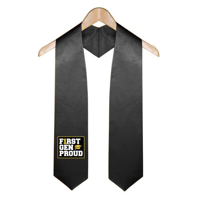 Black First Gen Proud Graduation Stole - Graduation Gown and Cap