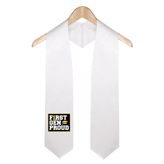 White First Gen Proud Graduation Stole - Graduation Gown and Cap