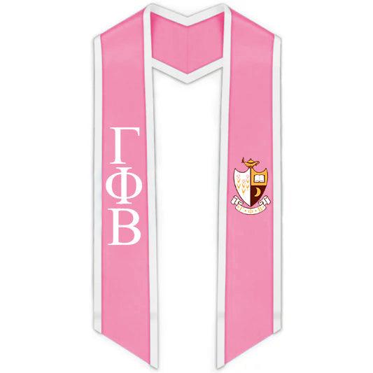 Gamma Phi Beta Trimmed Greek Lettered Stole with Crest - Graduation Gown and Cap