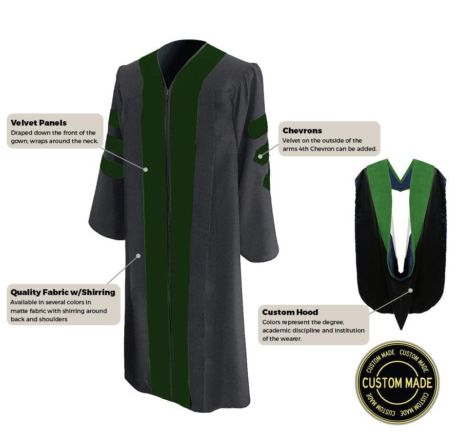 Custom Classic Doctoral Graduation Gown and Hood Package - Graduation Gown and Cap