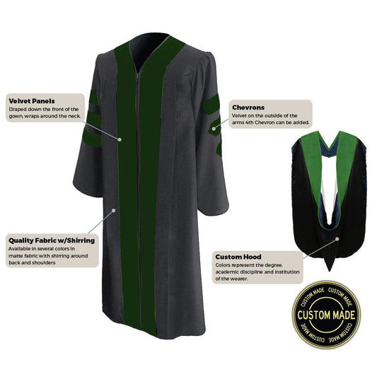 Custom Classic Doctoral Graduation Gown and Hood Package - Graduation Gown and Cap