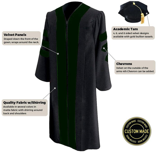 Custom Classic Doctoral Gown and Tam Package - Graduation Gown and Cap