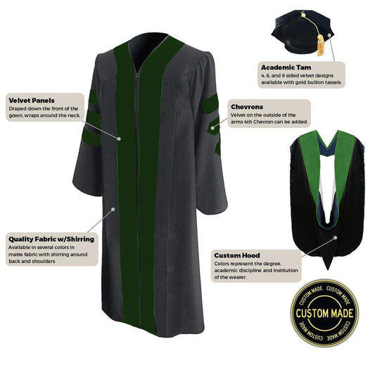 Custom Classic Doctoral Gown, Tam and Hood Package for UC Berkeley - Graduation Gown and Cap