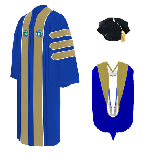 Custom Doctoral Gown, Hood, Tam - Virginia University of Lynchburg - Graduation Gown and Cap