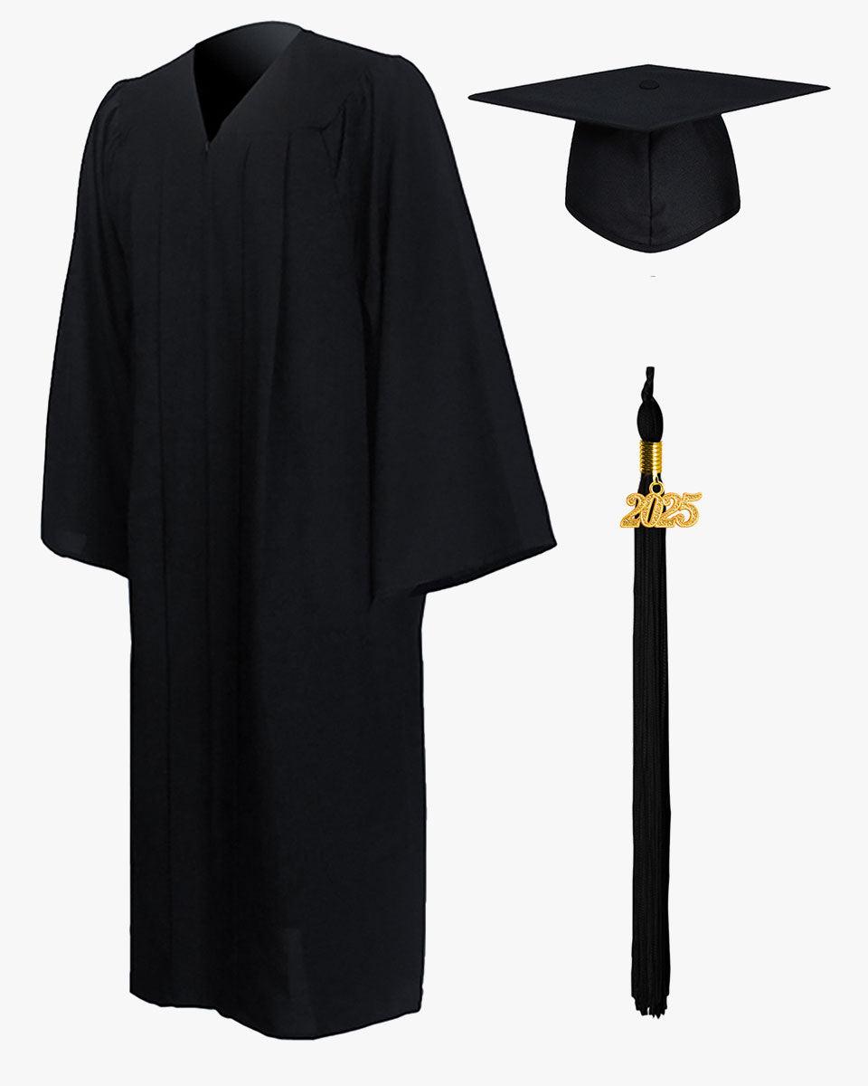 Premium Matte Graduation Cap, Gown & Tassel Package - 12 Colors Available - Graduation Gown and Cap