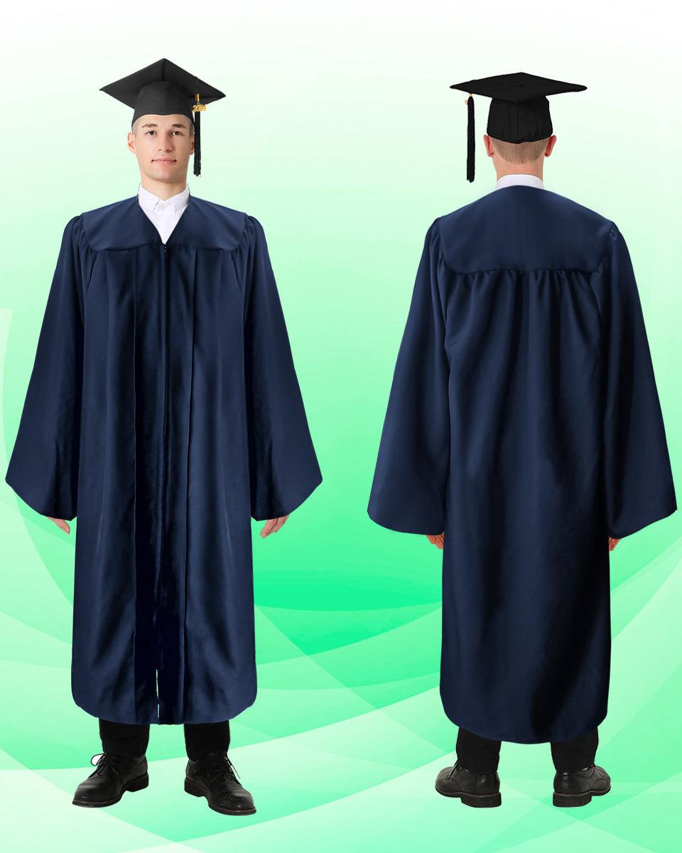 100% Recycled Material High School Graduation Cap and Gown with Pockets - 3 Colors Available - Graduation Gown and Cap