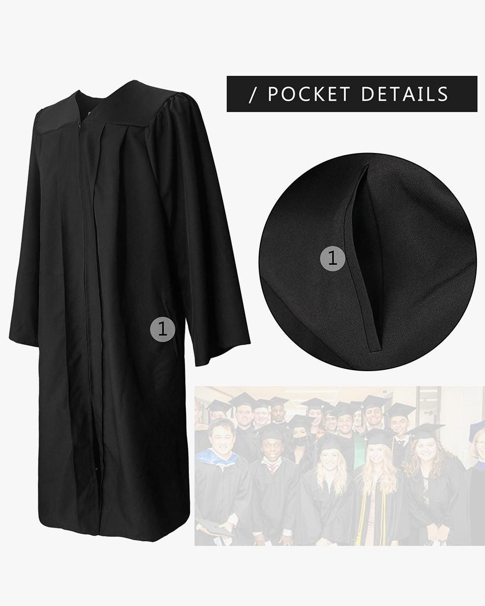100% Recycled Material High School Graduation Cap and Gown with Pockets - 3 Colors Available - Graduation Gown and Cap