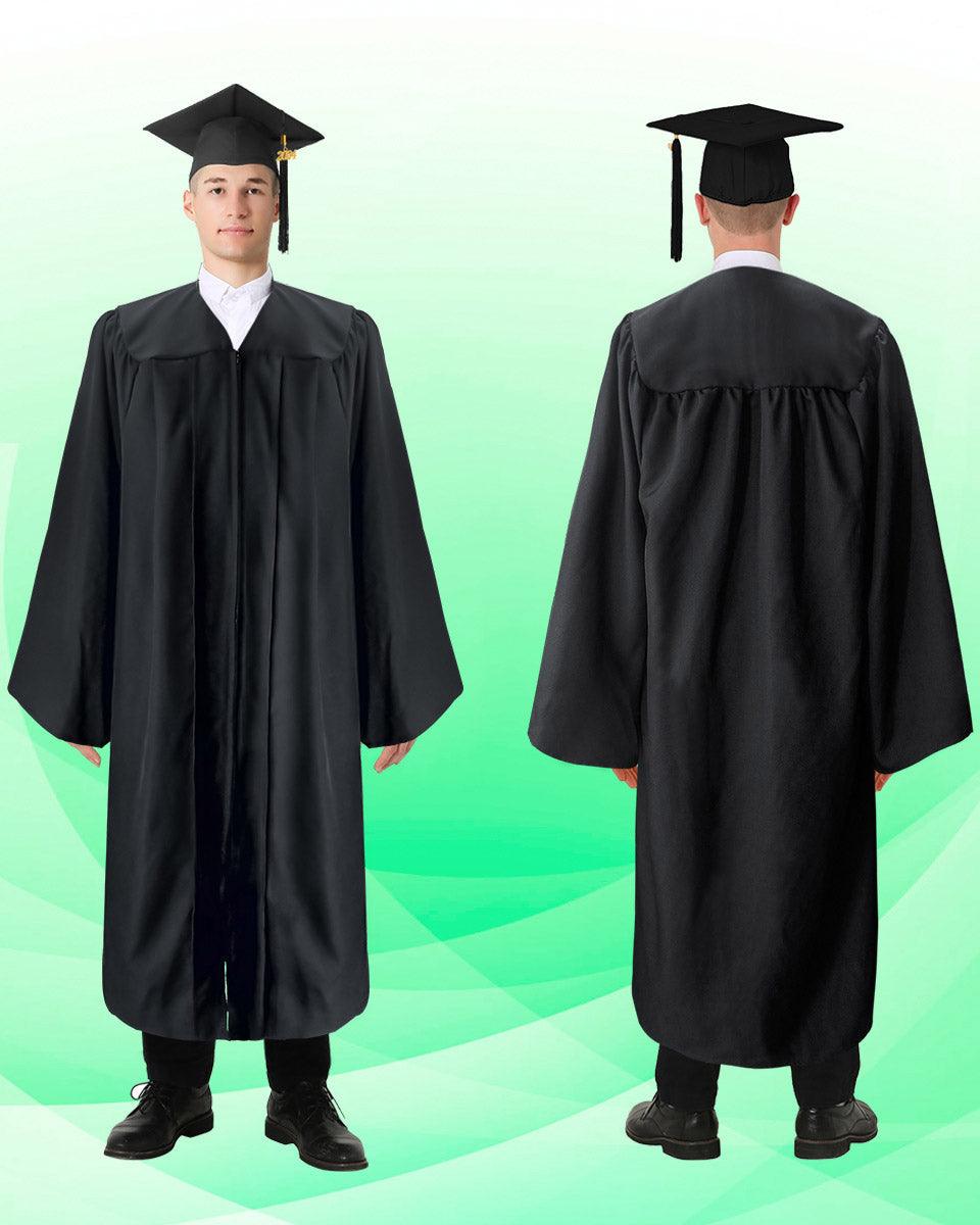 100% Recycled Material High School Graduation Cap and Gown with Pockets - 3 Colors Available - Graduation Gown and Cap
