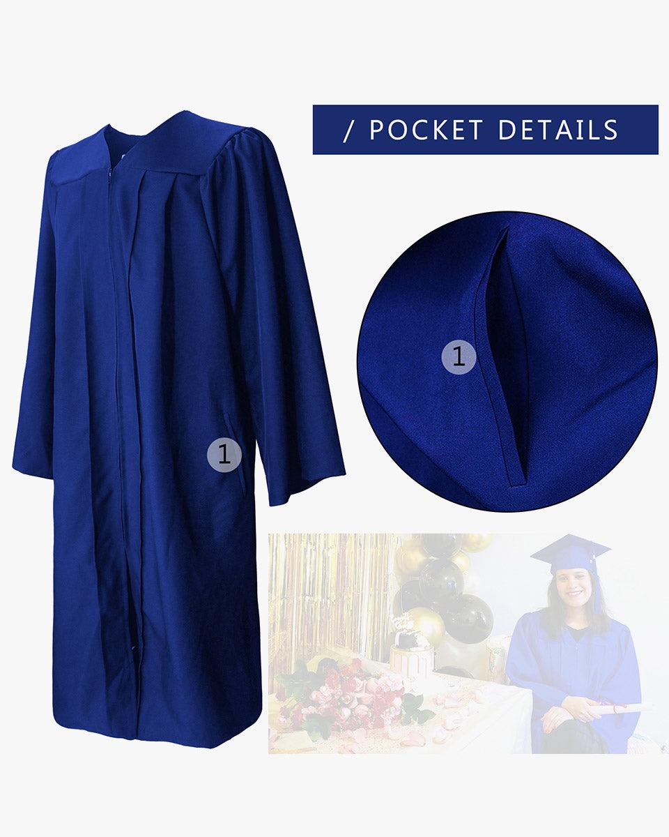 100% Recycled Material High School Graduation Cap and Gown with Pockets - 3 Colors Available - Graduation Gown and Cap