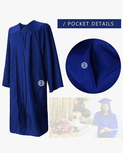 100% Recycled Material High School Graduation Cap and Gown with Pockets - 3 Colors Available - Graduation Gown and Cap