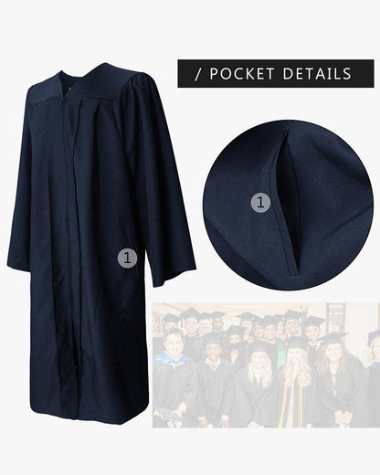 100% Recycled Material High School Graduation Cap and Gown with Pockets - 3 Colors Available - Graduation Gown and Cap