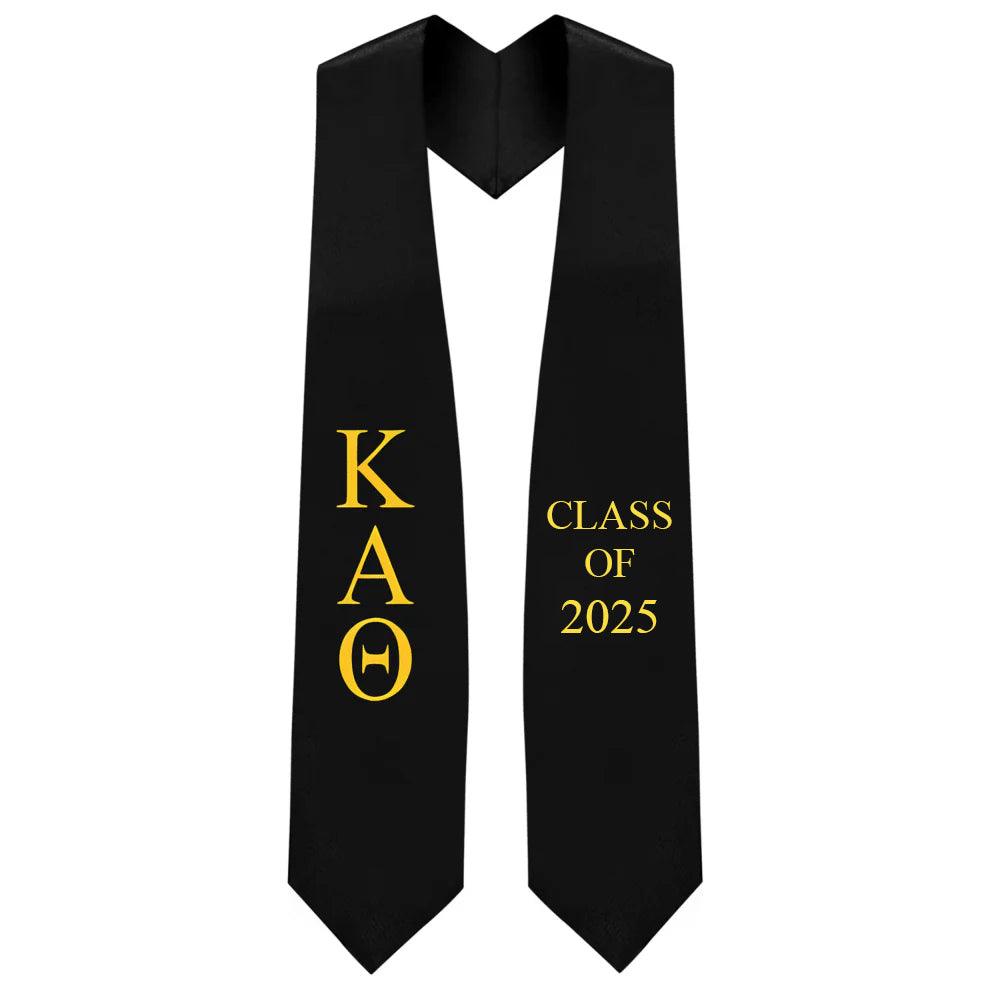 Kappa Alpha Theta Greek Lettered Stole w/ Year - Graduation Gown and Cap