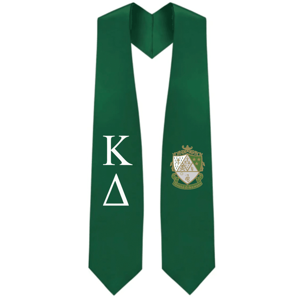 Kappa Delta Greek Lettered Graduation Stole W/ Crest - Graduation Gown and Cap