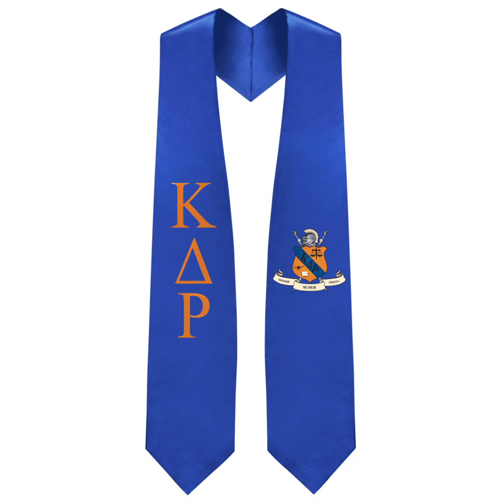 Kappa Delta Rho Greek Lettered Graduation Stole w/ Crest - Graduation Gown and Cap