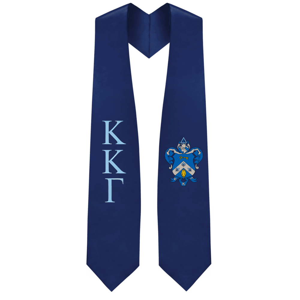 Kappa Kappa Gamma Greek Lettered Graduation Stole w/ Crest - Graduation Gown and Cap