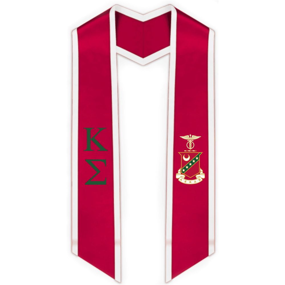 Kappa Sigma Trimmed Greek Lettered Graduation Stole w/ Crest - Graduation Gown and Cap