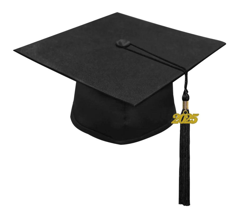 Matte Black High School Cap & Tassel - Graduation Gown and Cap