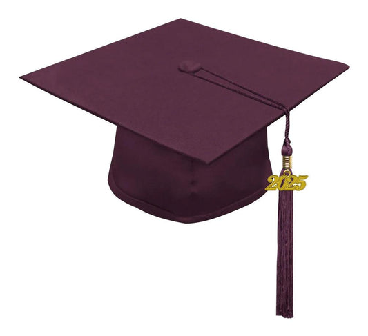 Matte Maroon High School Cap & Tassel - Graduation Gown and Cap
