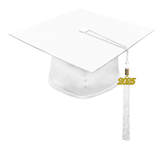 Matte White High School Cap & Tassel - Graduation Gown and Cap