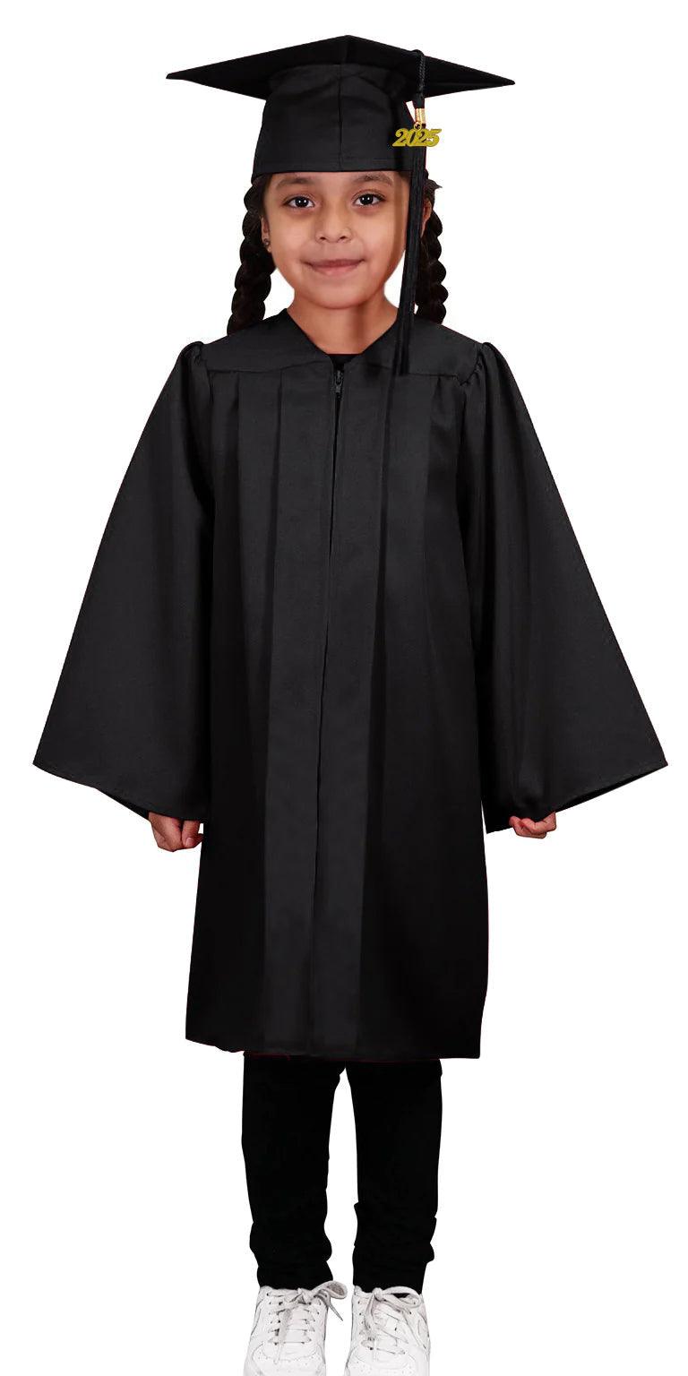 Matte Black Kindergarten/Preschool Cap & Gown - Graduation Gown and Cap