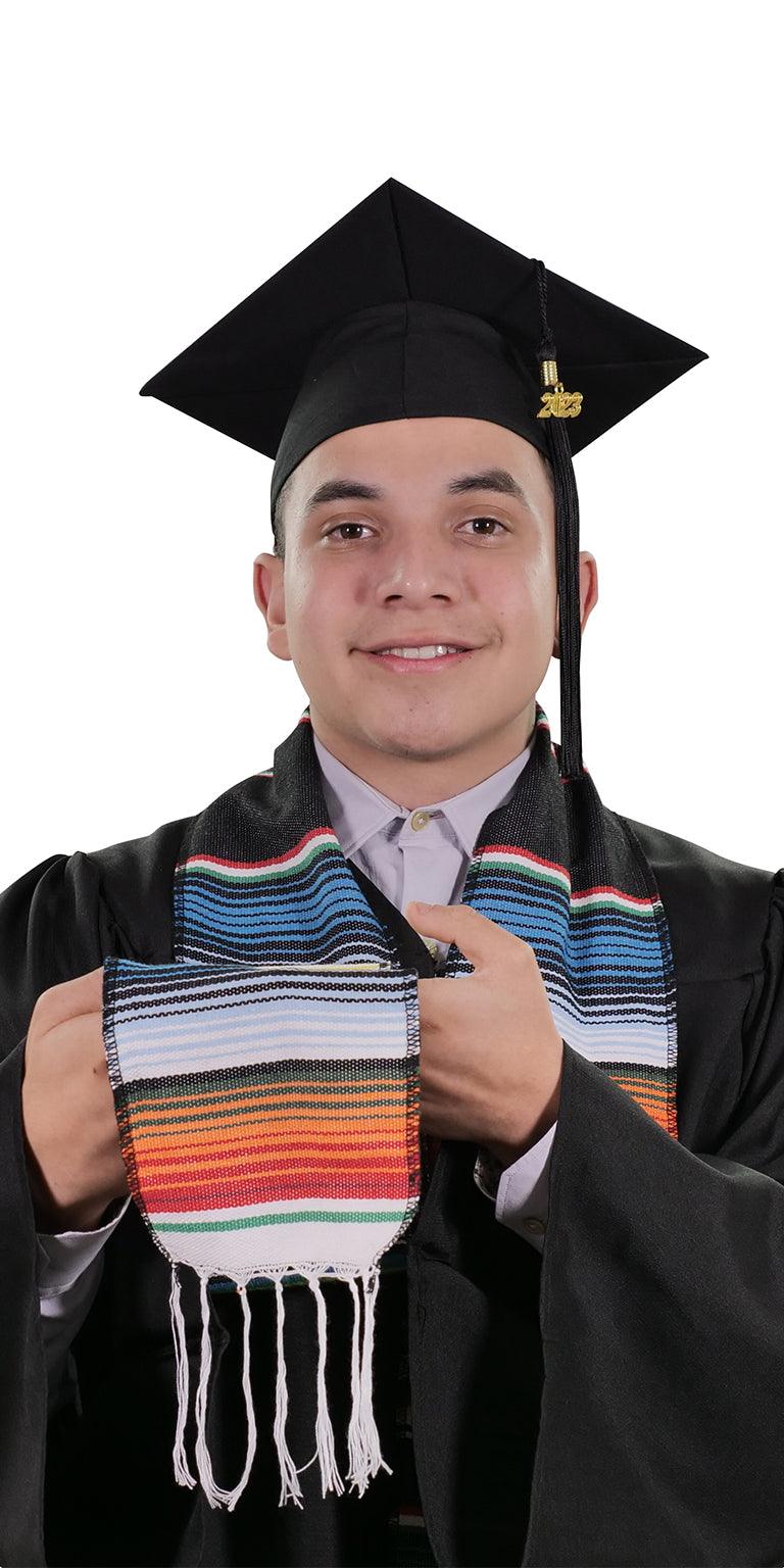 Black Mexican Serape Graduation Stole/Sash - Graduation Gown and Cap