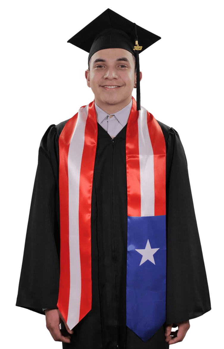 Puerto Rico Graduation Stole - Puerto Rico Flag Sash - Graduation Gown and Cap