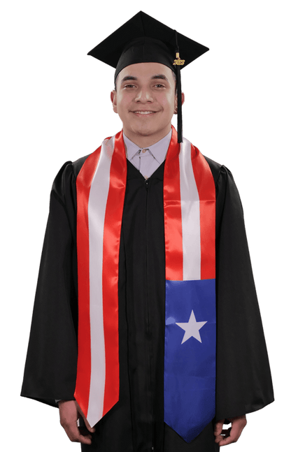 Puerto Rico Graduation Stole - Puerto Rico Flag Sash - Graduation Gown and Cap