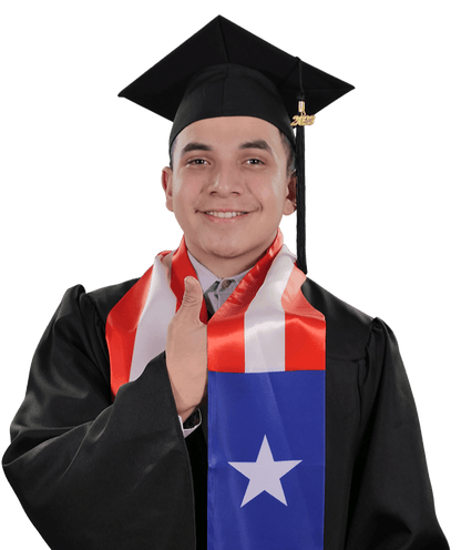 Puerto Rico Graduation Stole - Puerto Rico Flag Sash - Graduation Gown and Cap
