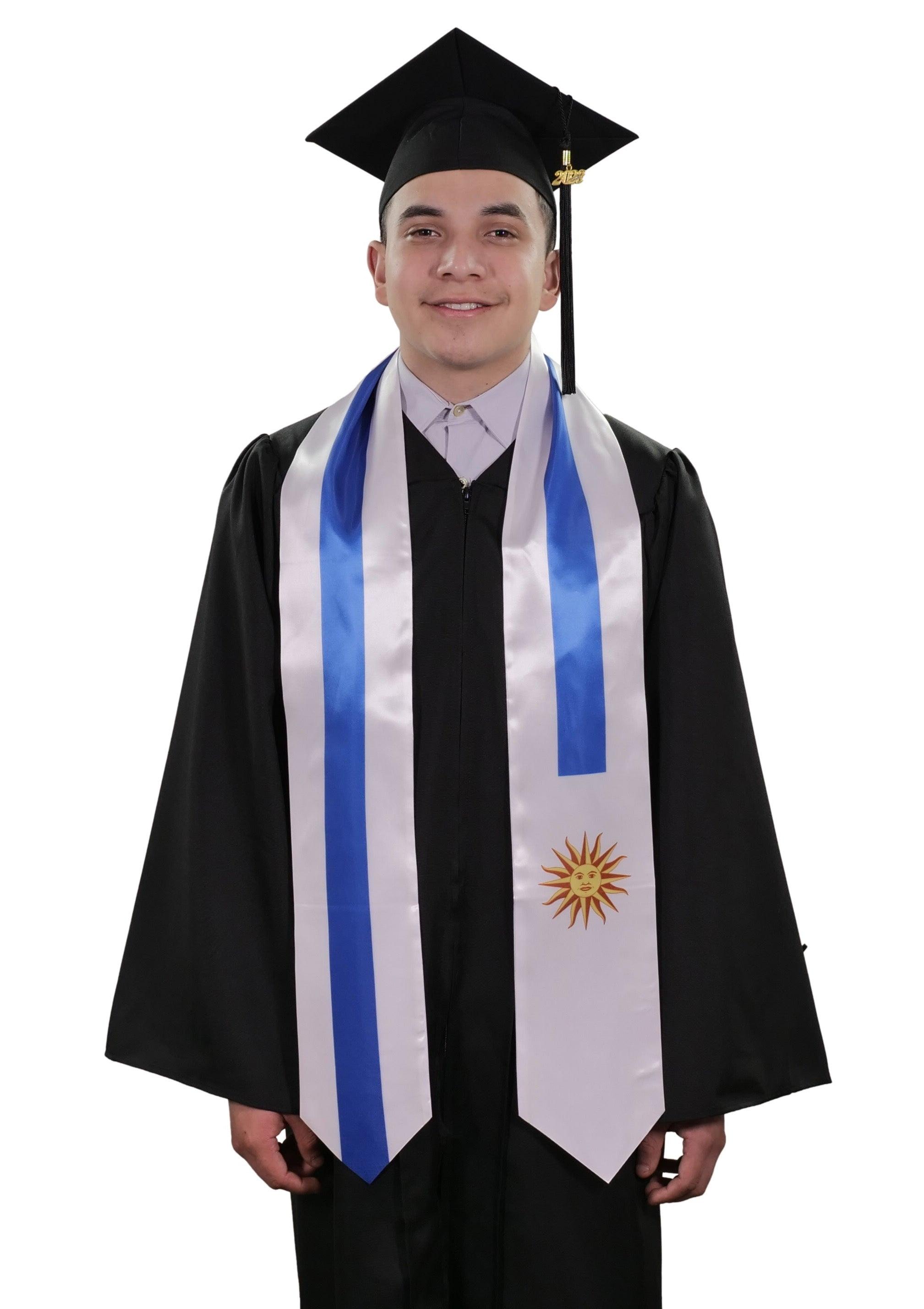 Uruguay Graduation Stole - Uruguayan Flag Sash - Graduation Gown and Cap