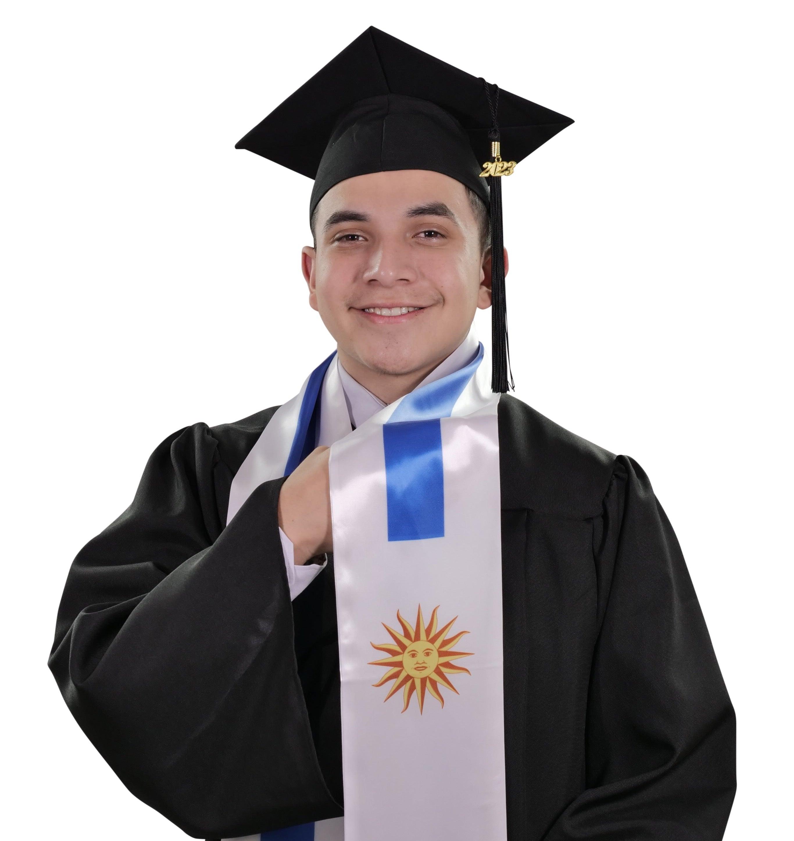 Uruguay Graduation Stole - Uruguayan Flag Sash - Graduation Gown and Cap
