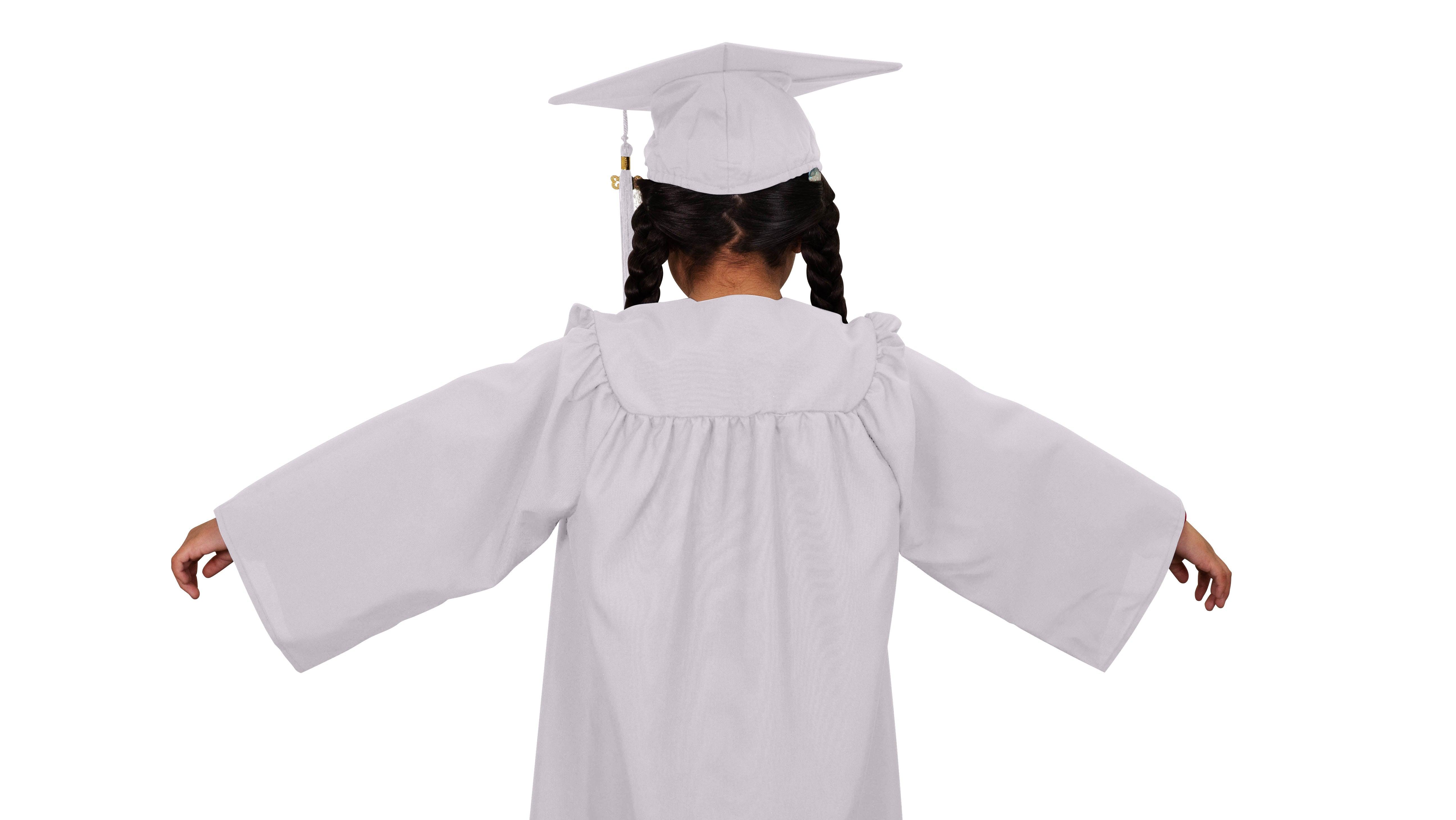 Matte White Kindergarten/Preschool Cap & Gown - Graduation Gown and Cap