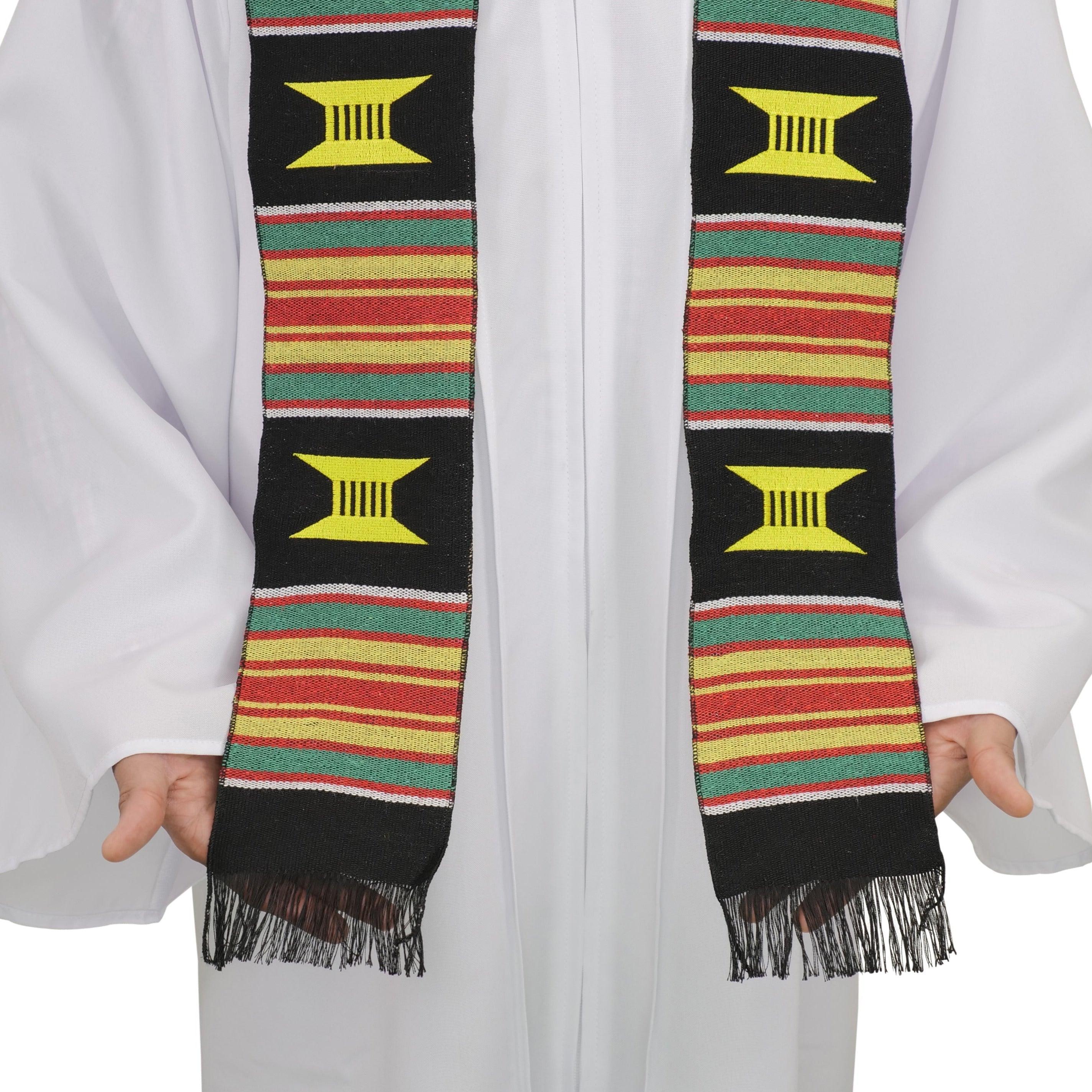 Kente Graduation Kente Stole, Handwoven Kente Sash Cloth - Graduation Gown and Cap