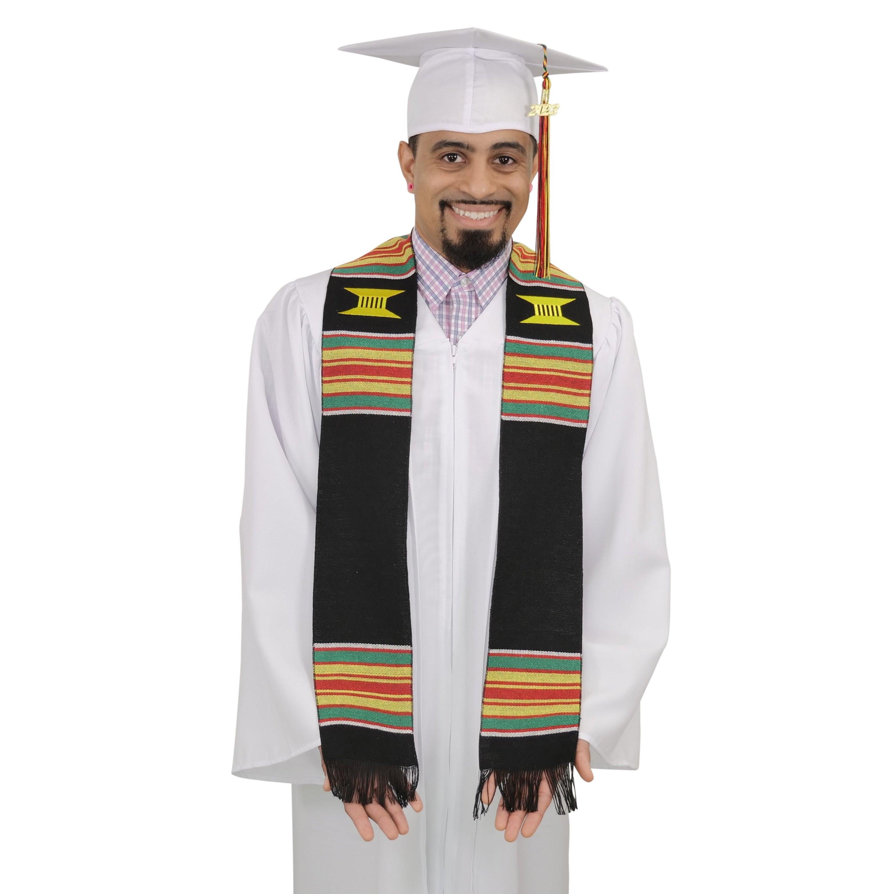 Ready to Customize Graduation Kente Stole, Handwoven Kente Sash Cloth - Graduation Gown and Cap