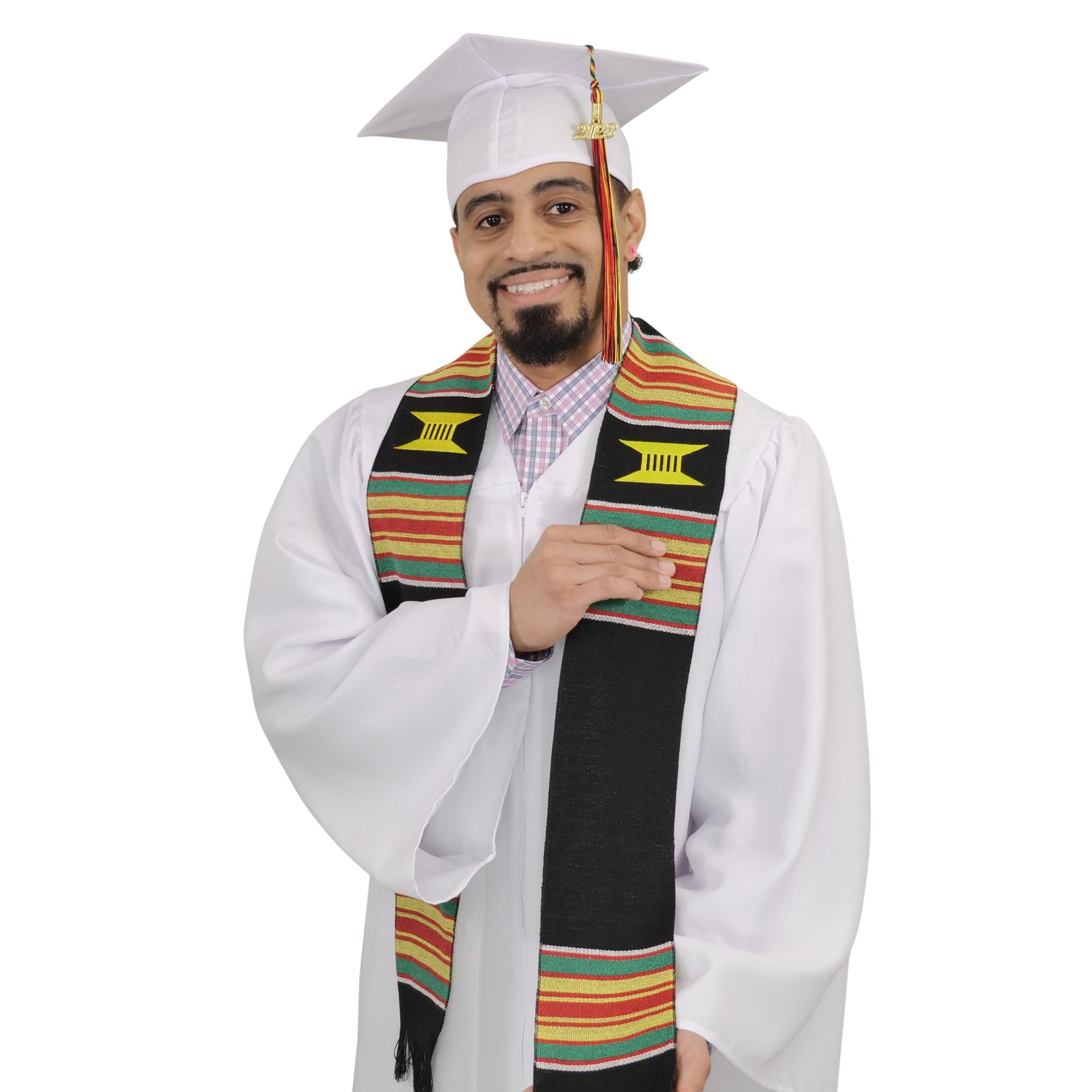 Ready to Customize Graduation Kente Stole, Handwoven Kente Sash Cloth - Graduation Gown and Cap