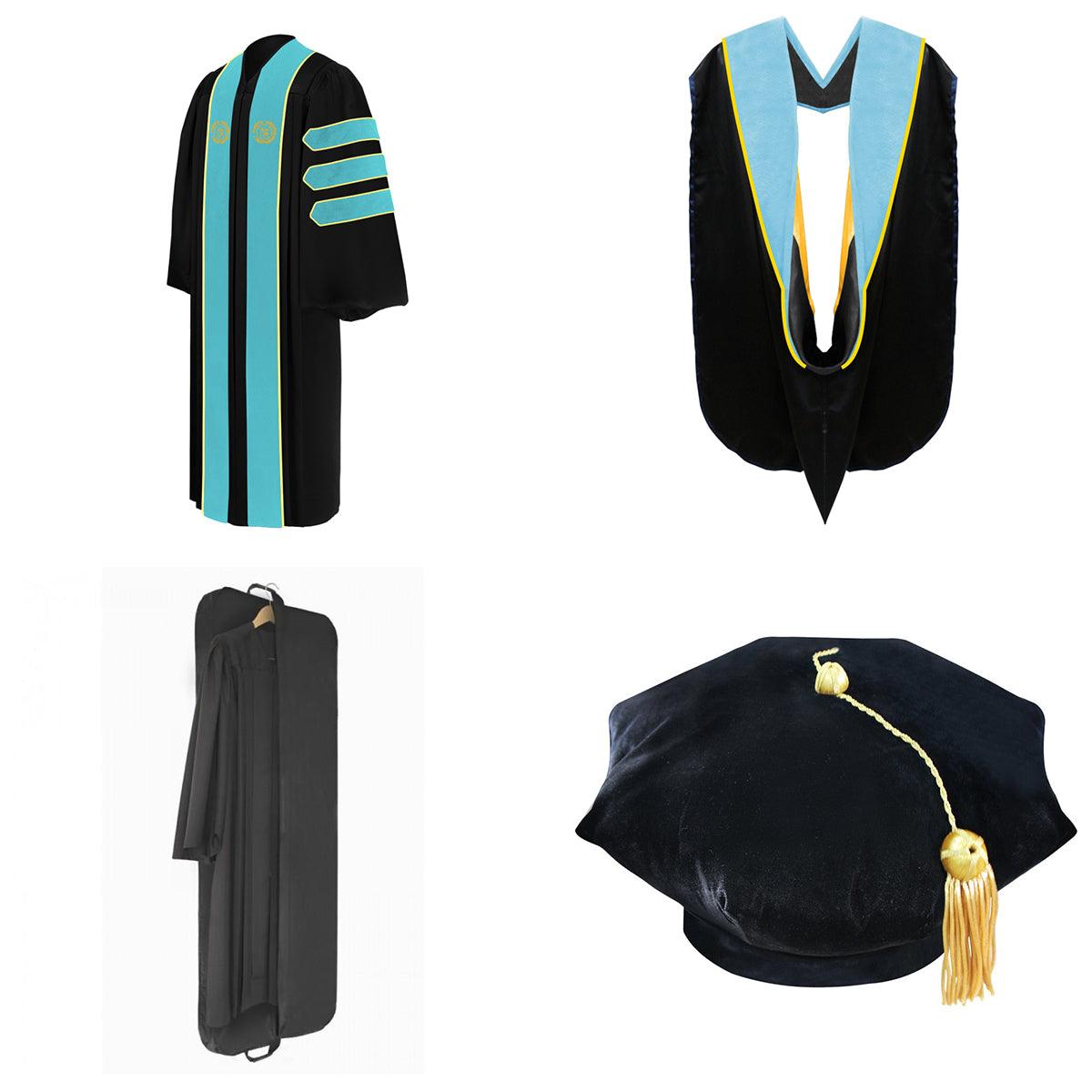 Deluxe Doctoral Academic Gown, Hood and Tam Package - CSULB - Graduation Gown and Cap