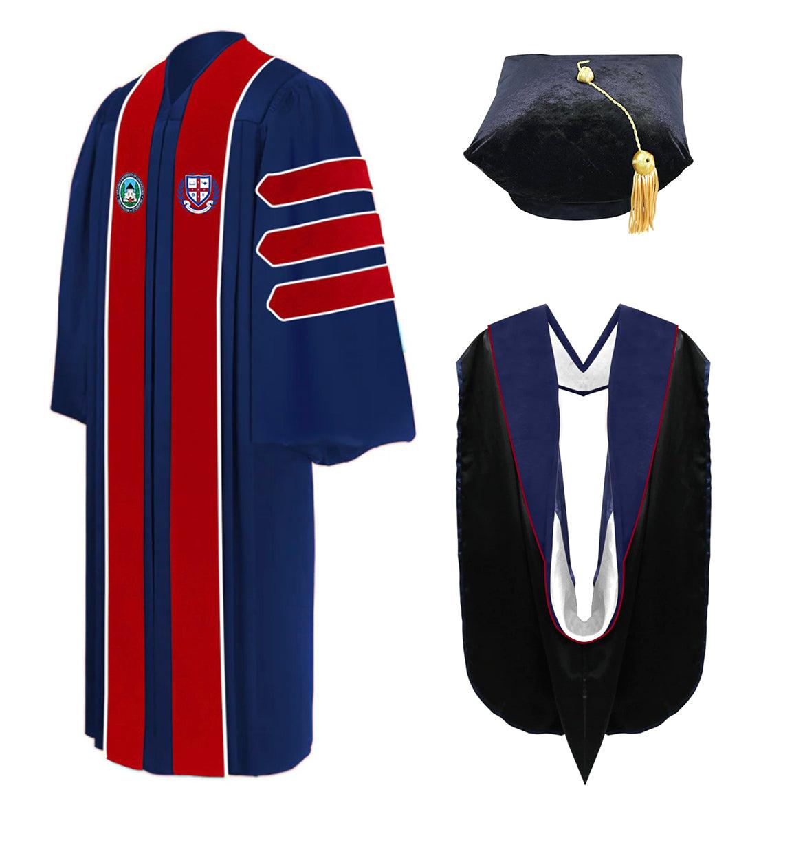 Custom Theology Doctoral Gown, Hood, Tam - Virginia University of Lynchburg - Graduation Gown and Cap