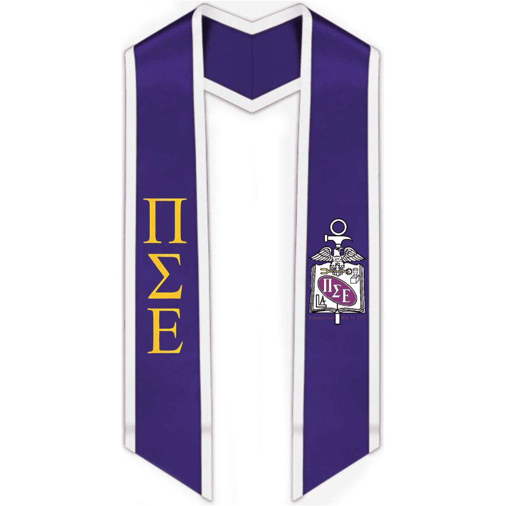 Pi Sigma Epsilon Trimmed Greek Lettered Graduation Stole w/ Crest - Graduation Gown and Cap