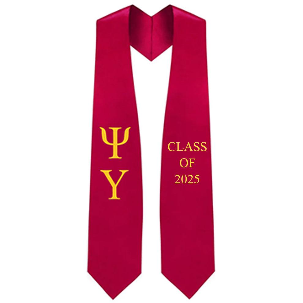Psi Upsilon Lettered Stole w/ Year - Graduation Gown and Cap