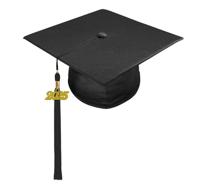 Shiny Black High School Cap & Tassel - Graduation Gown and Cap
