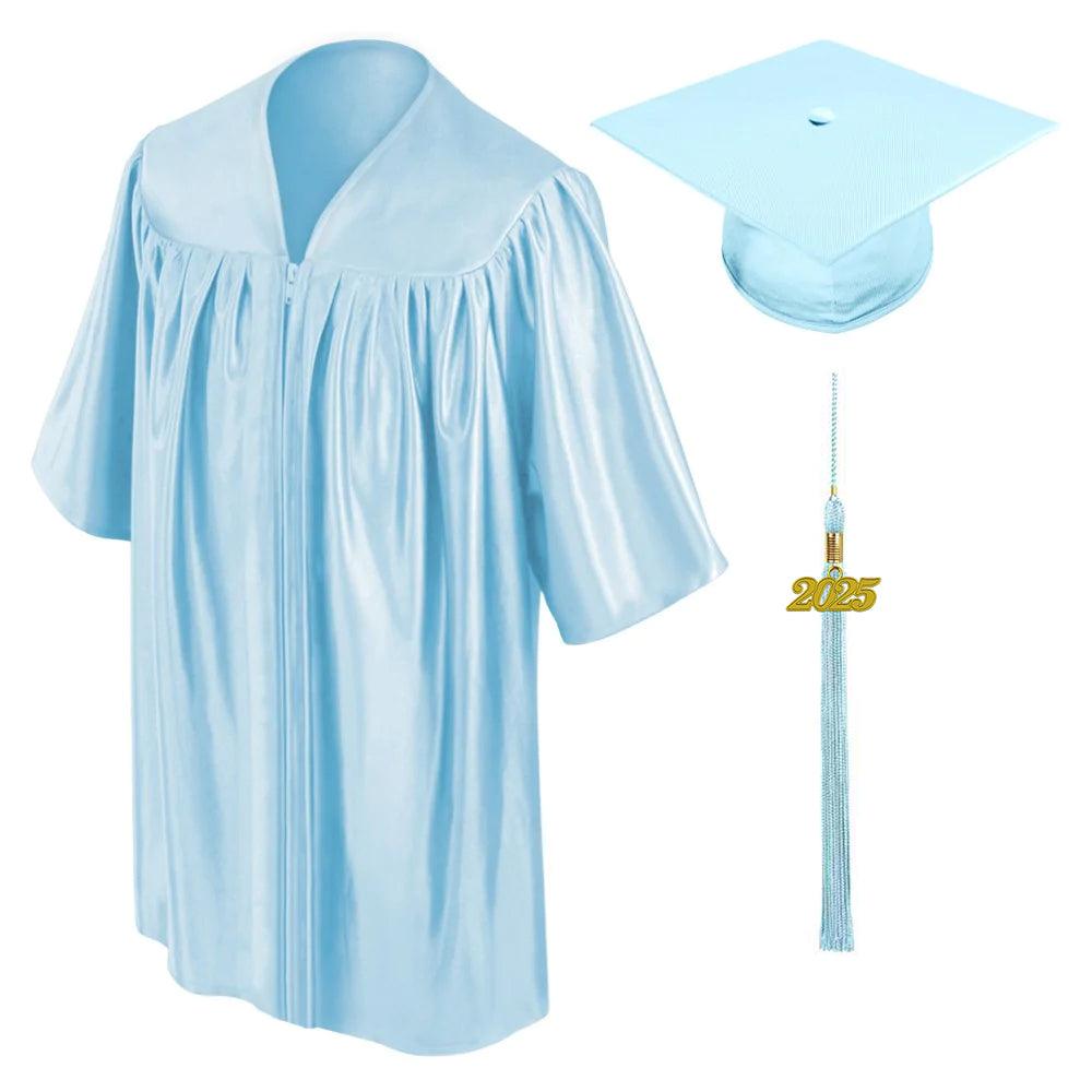Shiny Light Blue Kindergarten/Preschool Cap & Gown - Graduation Gown and Cap