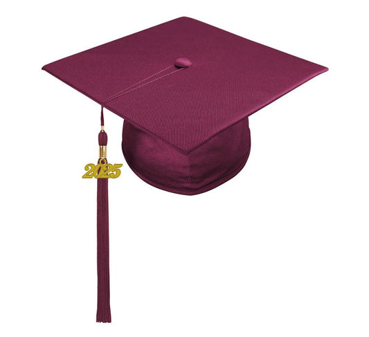 Shiny Maroon High School Cap & Tassel - Graduation Gown and Cap