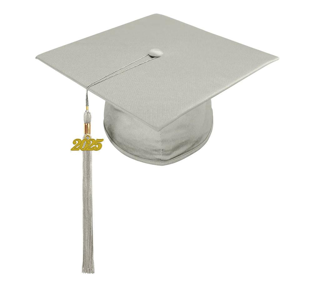 Shiny Silver Junior High/Middle School Cap & Tassel - Graduation Gown and Cap